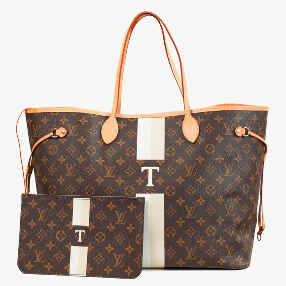 Louis Vuitton Handbags - Louis Vuitton Brown Monogram "T" My LV Grey Stripe Heritage Neverfull GM